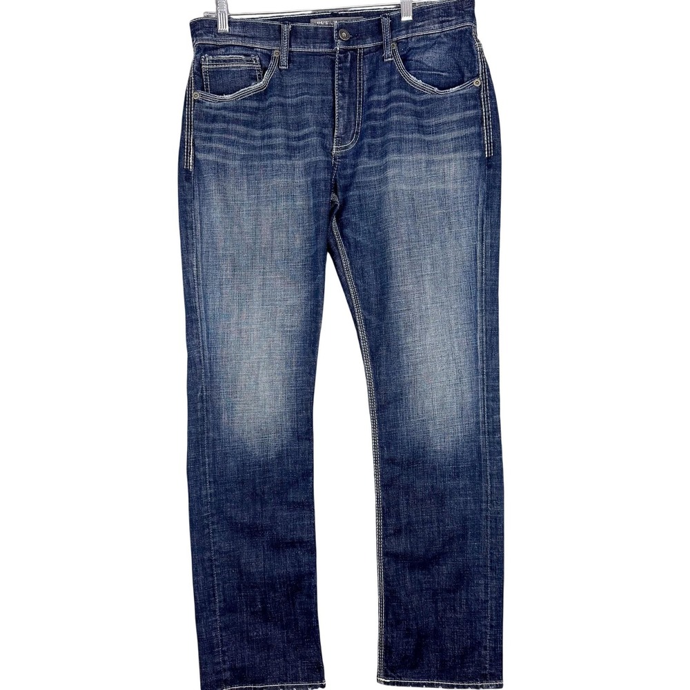BKE Jake Straight Jeans Mens 33 Blue Stretch Denim‎ Embroidered Pockets 34x31